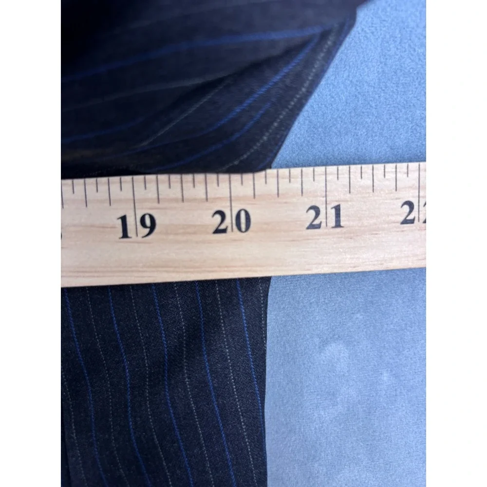 Chaps Ralph Lauren Mens 40S Blazer Jacket Charcoal Grey Blue Pinstripe 2 Button